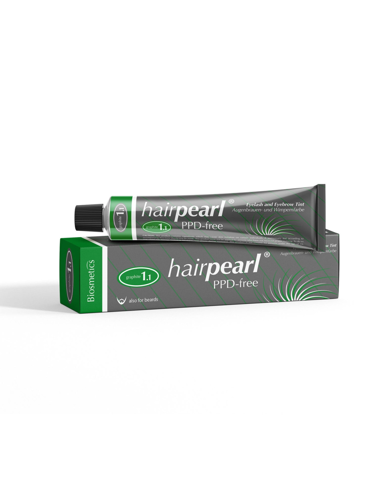 Hairpearl Eyelash and Eyebrow Tint PPD free No 1.1 Silver Fox (Graphite Grey)